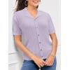 imageSuperPrity Womens Button Down Shirts Eyelet Knit Business Casual Tops Textured Collared Short Sleeve BlousesPurple