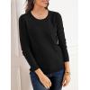 imageSuperPrity Womens Long Sleeve Crewneck Shirts Dressy Casual Knit Blouses Lightweight Pullover Sweater Jumper TopsBlack