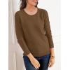 imageSuperPrity Womens Long Sleeve Crewneck Shirts Dressy Casual Knit Blouses Lightweight Pullover Sweater Jumper TopsBrown