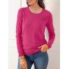 imageSuperPrity Womens Long Sleeve Crewneck Shirts Dressy Casual Knit Blouses Lightweight Pullover Sweater Jumper TopsHot Pink