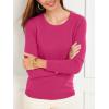 imageSuperPrity Womens Long Sleeve Crewneck Shirts Dressy Casual Knit Blouses Lightweight Pullover Sweater Jumper TopsHot Pink