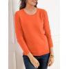 imageSuperPrity Womens Long Sleeve Crewneck Shirts Dressy Casual Knit Blouses Lightweight Pullover Sweater Jumper TopsOrange