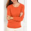 imageSuperPrity Womens Long Sleeve Crewneck Shirts Dressy Casual Knit Blouses Lightweight Pullover Sweater Jumper TopsOrange