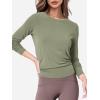 imageSuperPrity Womens Long Sleeve TShirt Workout Tops Reversible Tie Front Tunic Yoga Gym Ladies Blouses ActivewearArmy Green