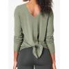 imageSuperPrity Womens Long Sleeve TShirt Workout Tops Reversible Tie Front Tunic Yoga Gym Ladies Blouses ActivewearArmy Green