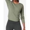 imageSuperPrity Womens Long Sleeve TShirt Workout Tops Reversible Tie Front Tunic Yoga Gym Ladies Blouses ActivewearArmy Green
