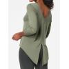 imageSuperPrity Womens Long Sleeve TShirt Workout Tops Reversible Tie Front Tunic Yoga Gym Ladies Blouses ActivewearArmy Green