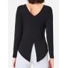 imageSuperPrity Womens Long Sleeve TShirt Workout Tops Reversible Tie Front Tunic Yoga Gym Ladies Blouses ActivewearBlack