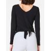 imageSuperPrity Womens Long Sleeve TShirt Workout Tops Reversible Tie Front Tunic Yoga Gym Ladies Blouses ActivewearBlack