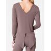 imageSuperPrity Womens Long Sleeve TShirt Workout Tops Reversible Tie Front Tunic Yoga Gym Ladies Blouses ActivewearDark Khaki