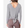 imageSuperPrity Womens Long Sleeve TShirt Workout Tops Reversible Tie Front Tunic Yoga Gym Ladies Blouses ActivewearLight Grey