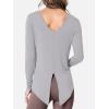 imageSuperPrity Womens Long Sleeve TShirt Workout Tops Reversible Tie Front Tunic Yoga Gym Ladies Blouses ActivewearLight Grey