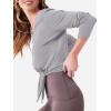 imageSuperPrity Womens Long Sleeve TShirt Workout Tops Reversible Tie Front Tunic Yoga Gym Ladies Blouses ActivewearLight Grey