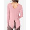 imageSuperPrity Womens Long Sleeve TShirt Workout Tops Reversible Tie Front Tunic Yoga Gym Ladies Blouses ActivewearPink