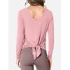 imageSuperPrity Womens Long Sleeve TShirt Workout Tops Reversible Tie Front Tunic Yoga Gym Ladies Blouses ActivewearPink