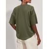 imageSuperPrity Womens Summer Tops Casual Button Down Short Sleeve Shirts Loose Fit Knit Ribbed BlousesArmy Green