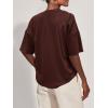 imageSuperPrity Womens Summer Tops Casual Button Down Short Sleeve Shirts Loose Fit Knit Ribbed BlousesCoffee