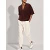 imageSuperPrity Womens Summer Tops Casual Button Down Short Sleeve Shirts Loose Fit Knit Ribbed BlousesCoffee