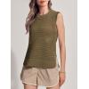 imageSuperPrity Womens Sweater Vest Sleeveless Crochet Sheer Knit Sweater Tank Casual See Through Crewneck SweaterArmy Green