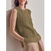imageSuperPrity Womens Sweater Vest Sleeveless Crochet Sheer Knit Sweater Tank Casual See Through Crewneck SweaterArmy Green