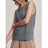 imageSuperPrity Womens Sweater Vest Sleeveless Crochet Sheer Knit Sweater Tank Casual See Through Crewneck SweaterGrey