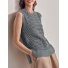 imageSuperPrity Womens Sweater Vest Sleeveless Crochet Sheer Knit Sweater Tank Casual See Through Crewneck SweaterGrey