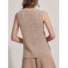 imageSuperPrity Womens Sweater Vest Sleeveless Crochet Sheer Knit Sweater Tank Casual See Through Crewneck SweaterKhaki