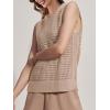 imageSuperPrity Womens Sweater Vest Sleeveless Crochet Sheer Knit Sweater Tank Casual See Through Crewneck SweaterKhaki