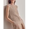 imageSuperPrity Womens Sweater Vest Sleeveless Crochet Sheer Knit Sweater Tank Casual See Through Crewneck SweaterKhaki