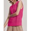 imageSuperPrity Womens Sweater Vest Sleeveless Crochet Sheer Knit Sweater Tank Casual See Through Crewneck SweaterNeon Pink
