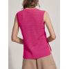 imageSuperPrity Womens Sweater Vest Sleeveless Crochet Sheer Knit Sweater Tank Casual See Through Crewneck SweaterNeon Pink