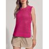 imageSuperPrity Womens Sweater Vest Sleeveless Crochet Sheer Knit Sweater Tank Casual See Through Crewneck SweaterNeon Pink
