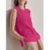 imageSuperPrity Womens Sweater Vest Sleeveless Crochet Sheer Knit Sweater Tank Casual See Through Crewneck SweaterNeon Pink