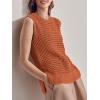 imageSuperPrity Womens Sweater Vest Sleeveless Crochet Sheer Knit Sweater Tank Casual See Through Crewneck SweaterRust Red