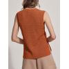 imageSuperPrity Womens Sweater Vest Sleeveless Crochet Sheer Knit Sweater Tank Casual See Through Crewneck SweaterRust Red