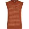 imageSuperPrity Womens Sweater Vest Sleeveless Crochet Sheer Knit Sweater Tank Casual See Through Crewneck SweaterRust Red