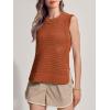 imageSuperPrity Womens Sweater Vest Sleeveless Crochet Sheer Knit Sweater Tank Casual See Through Crewneck SweaterRust Red