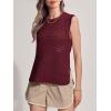 imageSuperPrity Womens Sweater Vest Sleeveless Crochet Sheer Knit Sweater Tank Casual See Through Crewneck SweaterWine Red