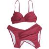 imageSouqFone Womens 3 Piece Swimsuits Sexy Twist Front V Neck Bikini Top Mid Rise and Low Waist Bottom Bathing Suit