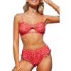imageSouqFone Womens Bikini Set Floral Print Cutout Ruffles Back Hook Closure Two Piece Swimsuits