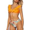 imageSouqFone Womens Bikini Set V Neck Floral Print Ruffles Flounce Two Piece Swimsuits