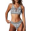 imageSouqFone Womens Bikini V Neck Lace Up Cutout Low Rise Two Piece Swimsuits Bathing Suit Swimwear