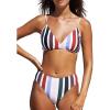 imageSouqFone Womens Low Waist Bikini Sets V Neck Striped Back Hook Closure Two Piece Swimsuits