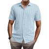 imageSuperPrity Mens Button Down Shirt Knit Shirts Short Sleeve Cuban Guayabera Cool Summer Beach ShirtsLight Blue