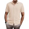 imageSuperPrity Mens Button Down Shirt Knit Shirts Short Sleeve Cuban Guayabera Cool Summer Beach ShirtsLight Khkai