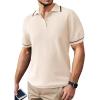 imageSuperPrity Mens Polo Shirts Short Sleeve Golf Shirts Crochet Button Down Collared T Shirt Classic Golf TeesApricot