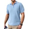 imageSuperPrity Mens Polo Shirts Short Sleeve Golf Shirts Crochet Button Down Collared T Shirt Classic Golf TeesLight Blue