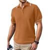 imageSuperPrity Mens Polo Shirts Short Sleeve Golf Shirts Crochet Button Down Collared T Shirt Classic Golf TeesOrange