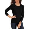 imageSuperPrity Womens Long Sleeve Crewneck Shirts Dressy Casual Knit Blouses Lightweight Pullover Sweater Jumper TopsBlack
