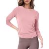 imageSuperPrity Womens Long Sleeve TShirt Workout Tops Reversible Tie Front Tunic Yoga Gym Ladies Blouses ActivewearPink